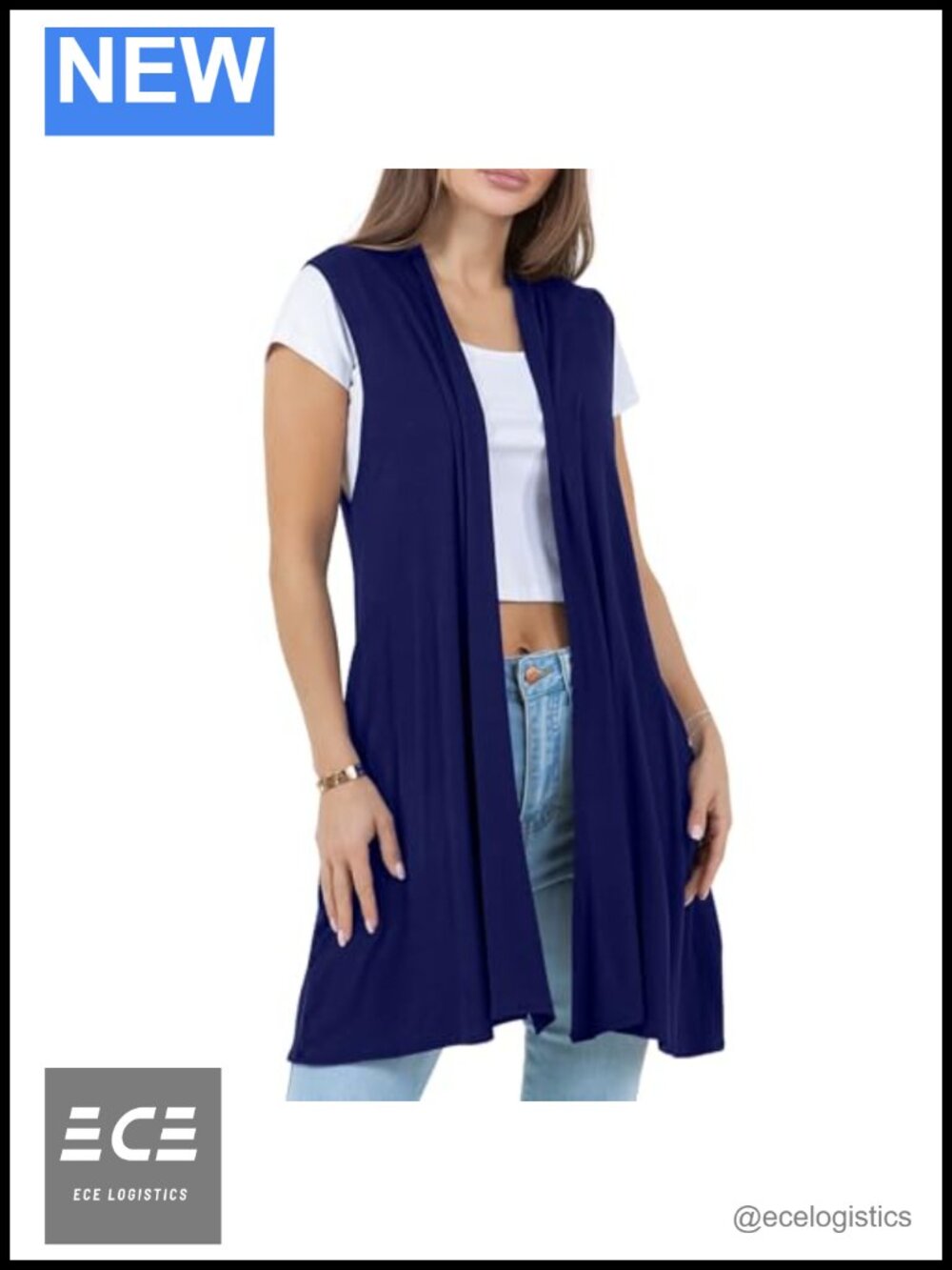 Sleeveless Long Cardigan Open Front Lightweight Rayon Duster Layer